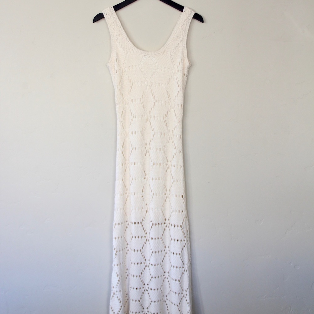 Z Supply x Evereve Cream Crochet Knit Maxi Dress XS 100% Cotton